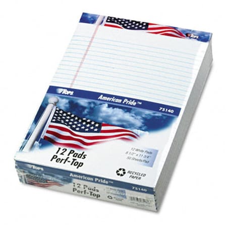 Tops Tops 75140 American Pride Writing Pad Lgl Rule 8-1/2 x 11-3/4 White 50-Sheet 12/pk 75140